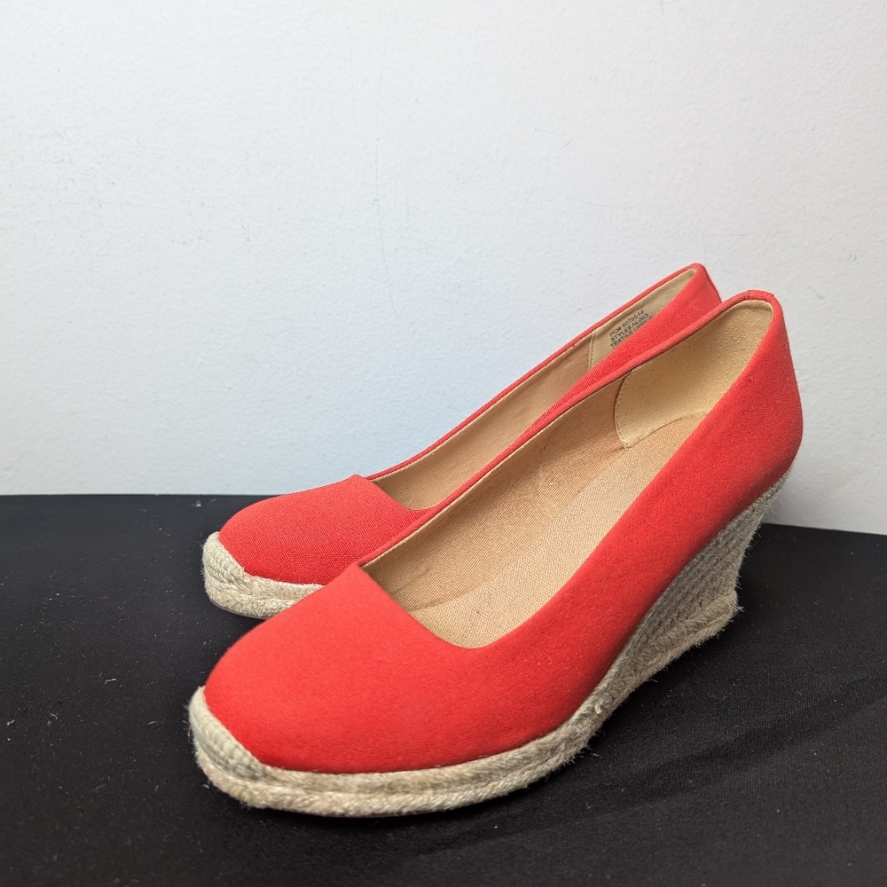 J. Crew Red Wedge Espadrilles